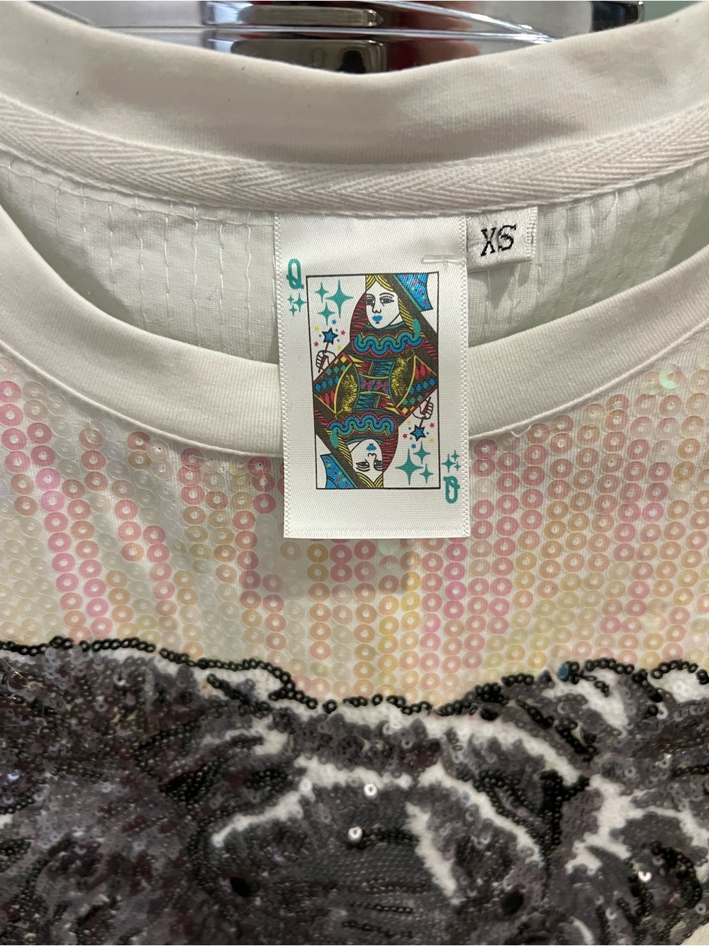 Queen of Sparkles Sequin Elephant Dress - White/Pastel -XS - Picture 3 of 3